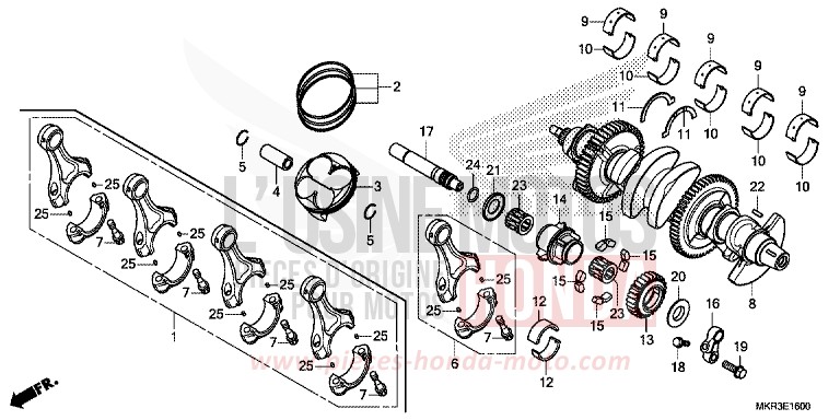 VILEBREQUIN/PISTON de CBR1000RR "Fireblade" GRAND PRIX RED (R380) de 2022